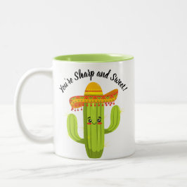 Cute Tecknad Cactus Du är Vass och söt Två-Tonad Mugg