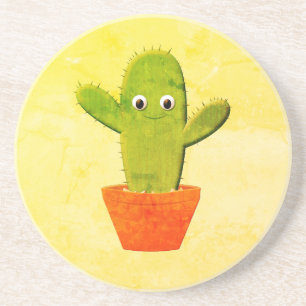 Cute Tecknad Cactus Painting Underlägg