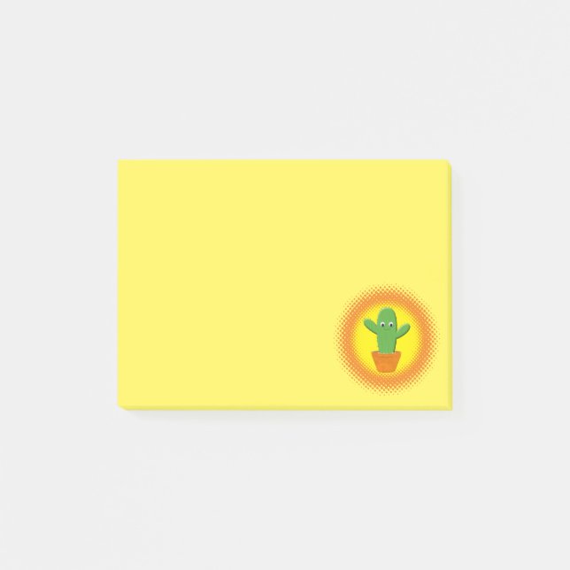 Cute Tecknad Cactus Post-it Block (Framsida)