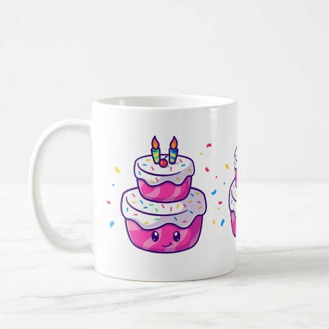 Cute Tecknad Cake Kaffemugg (Vänster)