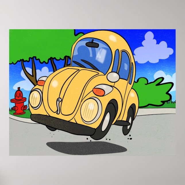 Cute Tecknad Car Poster (Framsidan)