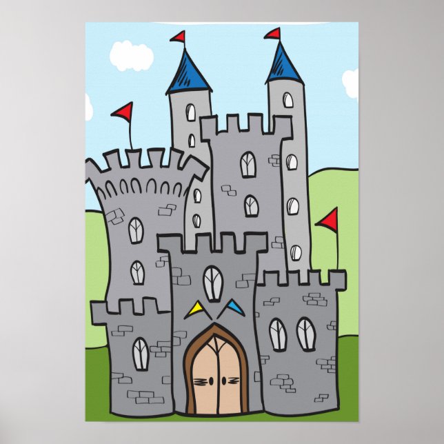 Cute Tecknad Castle Poster (Framsidan)
