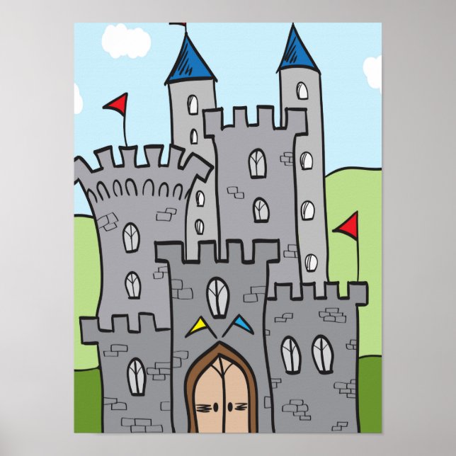 Cute Tecknad Castle Poster (Framsidan)
