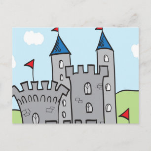 Cute Tecknad Castle Vykort
