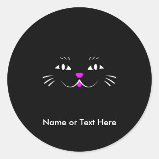 Cute Tecknad Cat Ansikte Runt Klistermärke