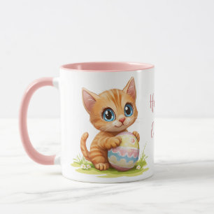 Cute Tecknad Cat Hugger Påskägg Mugg
