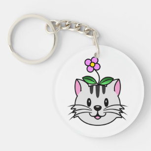 Cute Tecknad Cat med blomma på huvudet