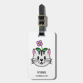 Cute Tecknad Cat med blomma på huvudet Bagagebricka
