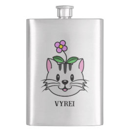 Cute Tecknad Cat med blomma på huvudet Fickplunta