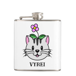 Cute Tecknad Cat med blomma på huvudet Fickplunta