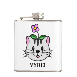 Cute Tecknad Cat med blomma på huvudet Fickplunta
