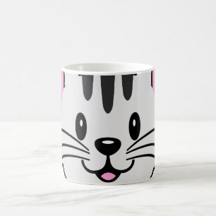 Cute Tecknad Cat med blomma på huvudet Kaffemugg