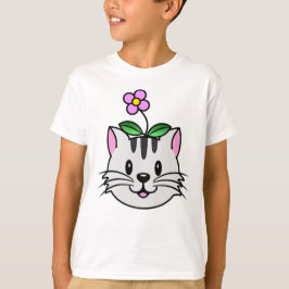 Cute Tecknad Cat med blomma på huvudet T Shirt