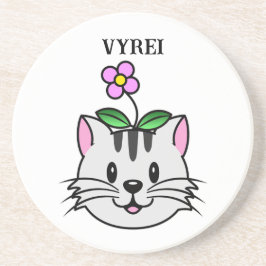 Cute Tecknad Cat med blomma på huvudet Underlägg