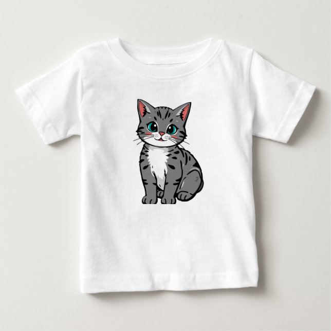 Cute Tecknad Cat och Hamster Illustration T Shirt (Framsida)