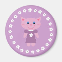 Cute tecknad cat på söt lilach magnet