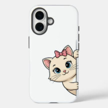 Cute Tecknad Cat Peek iPhone 16 Fodral - Min.