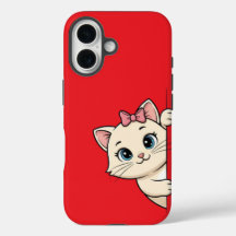 Cute Tecknad Cat Peek iPhone 16 Fodral - Min.