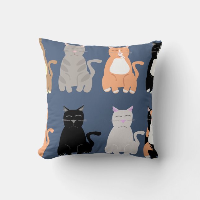 Cute Tecknad Cat Reds Roligt Mönster Kudde (Framsida)