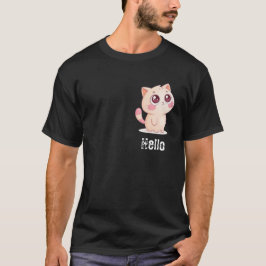 Cute Tecknad Cat Sayed Hej T Shirt