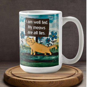 Cute Tecknad Cat Shame Sign Funny Phrase Kaffemugg
