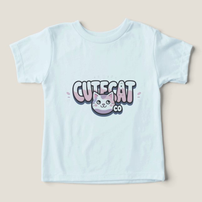Cute Tecknad Cat T-Shirt (Design Framsida)