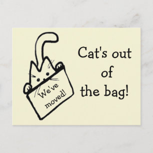 Cute Tecknad Cat Teckning Flytta Announement Meddelande Vykort