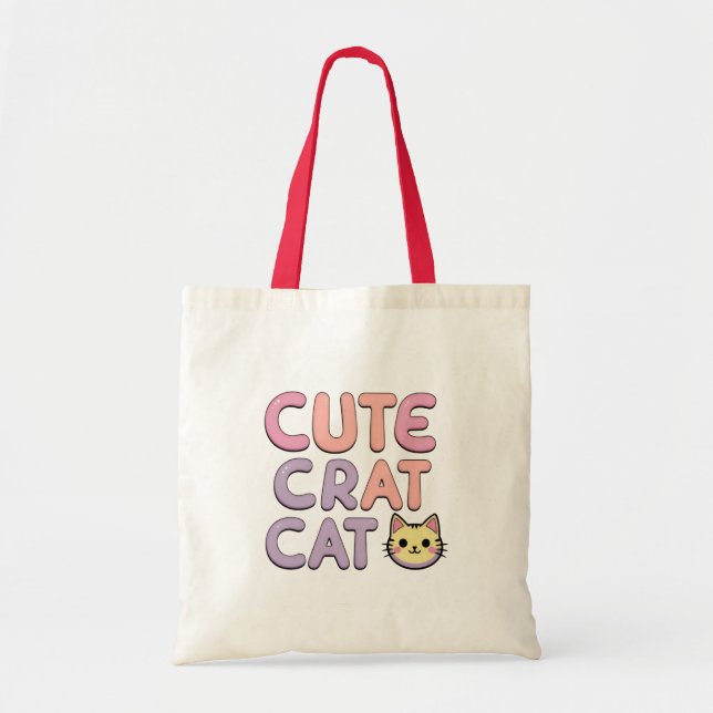 Cute Tecknad Cat Tote Bag Tygkasse (Framsidan)
