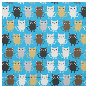 Cute Tecknad Cats Baby Nursery Kids Room Blue Boy Tyg