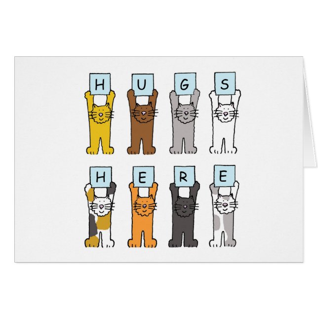 Cute Tecknad Cats Hugs här Hälsningskort (Framsidan Horizontal)