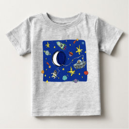 Cute Tecknad Cats in Space T Shirt