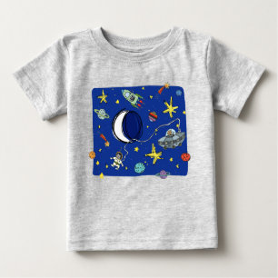 Cute Tecknad Cats in Space T Shirt