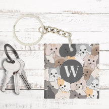 Cute Tecknad Cats Monogram