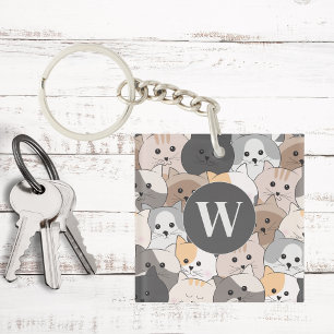 Cute Tecknad Cats Monogram