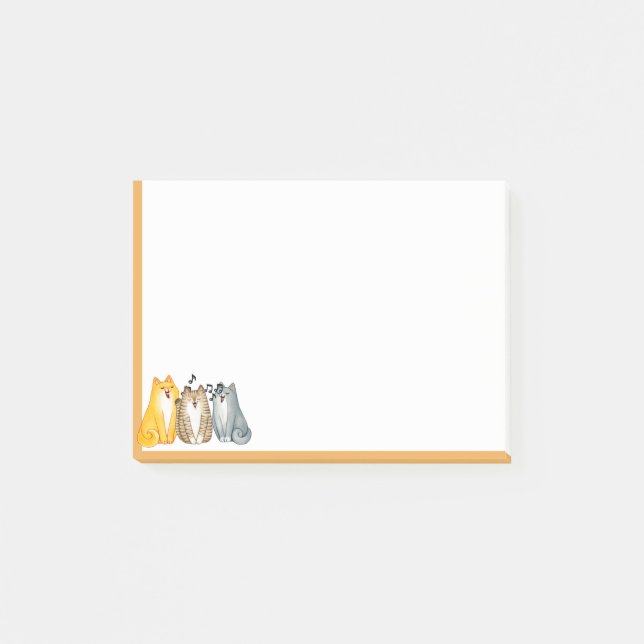 Cute Tecknad Cats Music Singing Animal Art Post-it Block (Framsida)