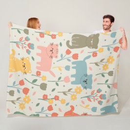 Cute tecknad Cats Sömlös Mönster Fleecefilt