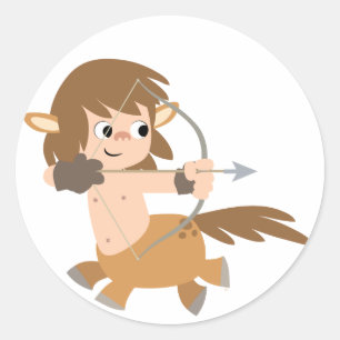 Cute Tecknad Centaur Sagittarius Baby Apparel Runt Klistermärke