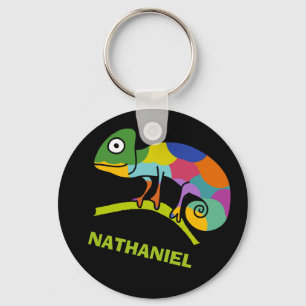 Cute, Tecknad Chameleon Personlig Nyckelring