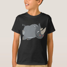 Cute Tecknad Charging Rhino Children T-Shirt
