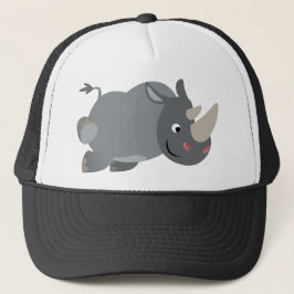 Cute Tecknad Charging Rhino Hat Truckerkeps