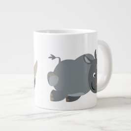 Cute Tecknad Charging Rhino Jumbo Mugg