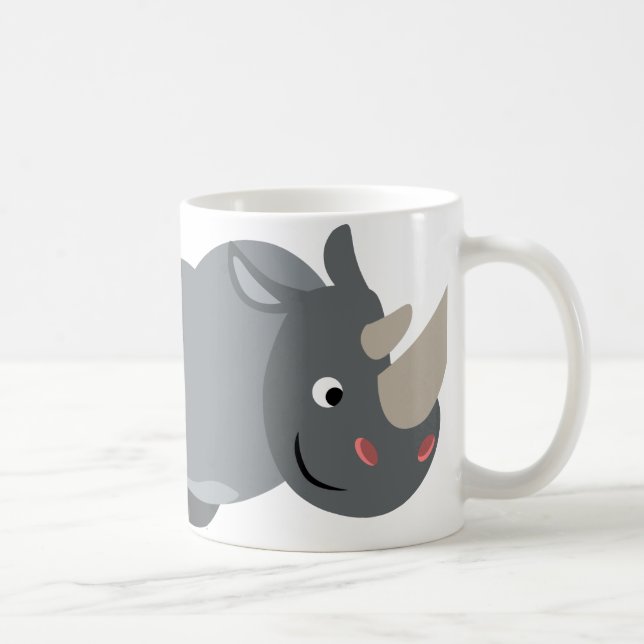 Cute Tecknad Charging Rhino Mugg (Höger)