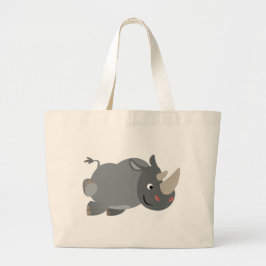 Cute Tecknad Charting Rhino Bag Jumbo Tygkasse