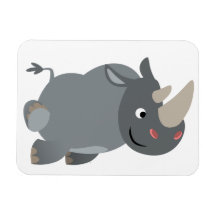 Cute Tecknad Charting Rhino Flexible Magnet