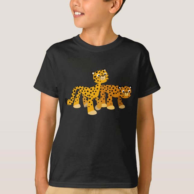 Cute Tecknad Cheetahs Children T-Shirts (Framsida)