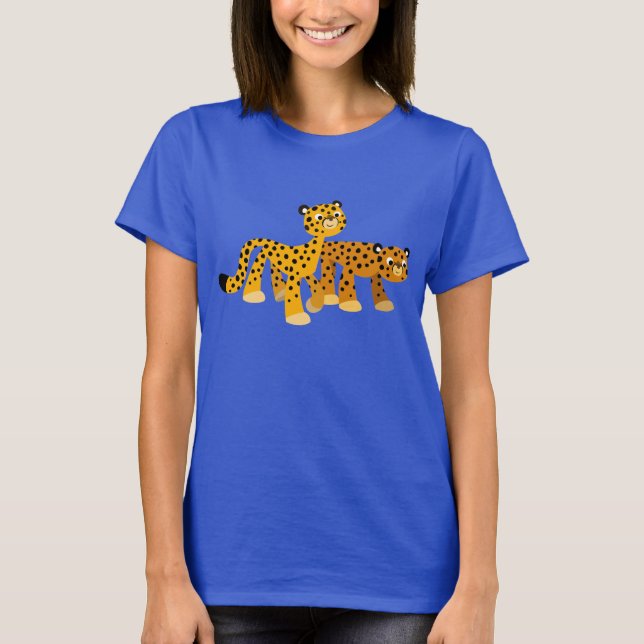 Cute Tecknad Cheetahs Women T-Shirts (Framsida)