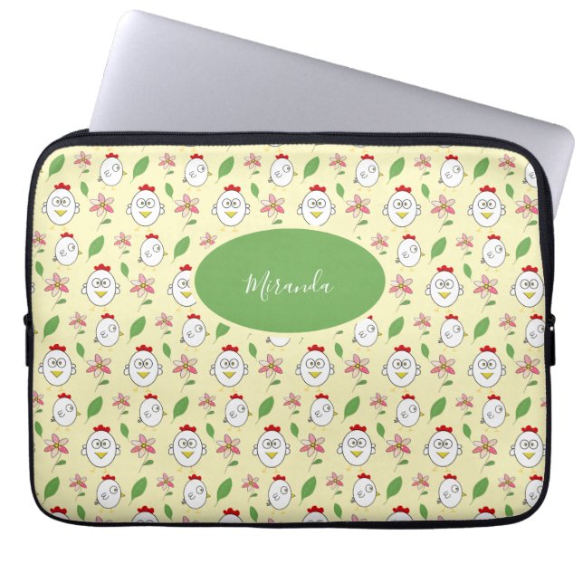 Cute Tecknad Chicken Illustration Laptop Fodral (Framsidan)