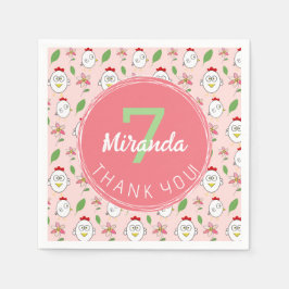 Cute Tecknad Chicken Illustration Pappersservett