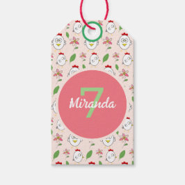 Cute Tecknad Chicken Illustration Presentetikett