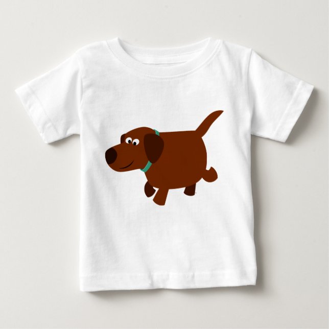 Cute Tecknad Chocolate Labrador Baby T-Shirt (Framsida)